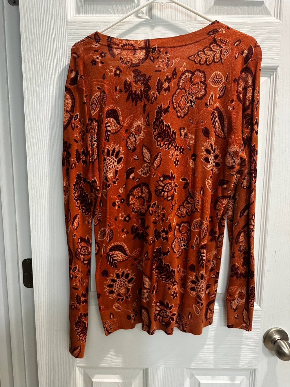 LOFT Rust Orange Floral Knit Top - Picture 4 of 4